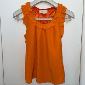 Britt Ryan Orange Silk Ruffle Racerback Tank Blouse SZ 0